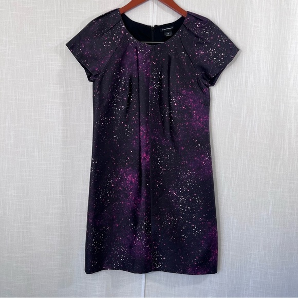 Club Monaco Black Ophelia Galaxy Space Print Silk Shift Dress Size 00 - Picture 5 of 16
